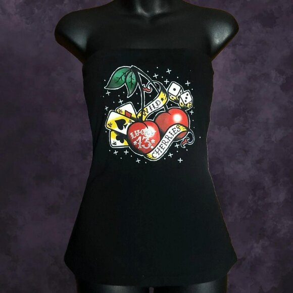 Lucky 13 Wild Cherries Tube Top - Picture 1 of 6